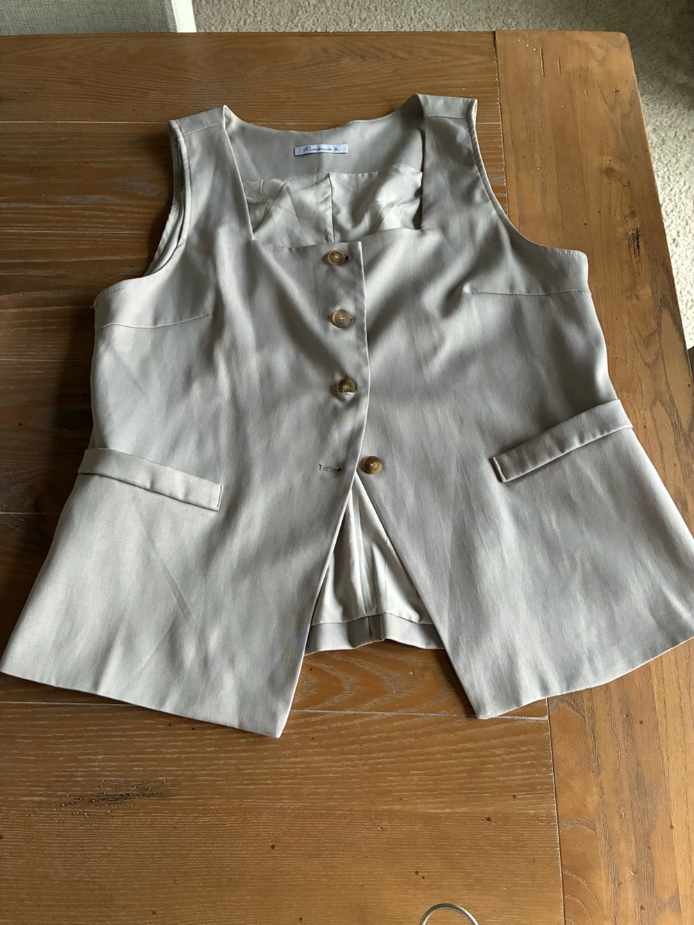 Ivory Sleeveless Button Front Blazer Vest